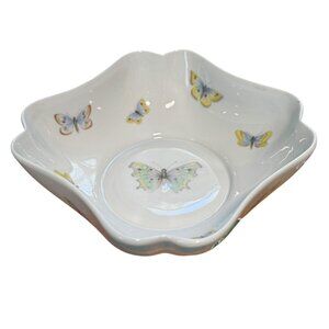 Limoges France Butterfly Porcelain Decorative Bowl Scalloped Edge Cooking Art